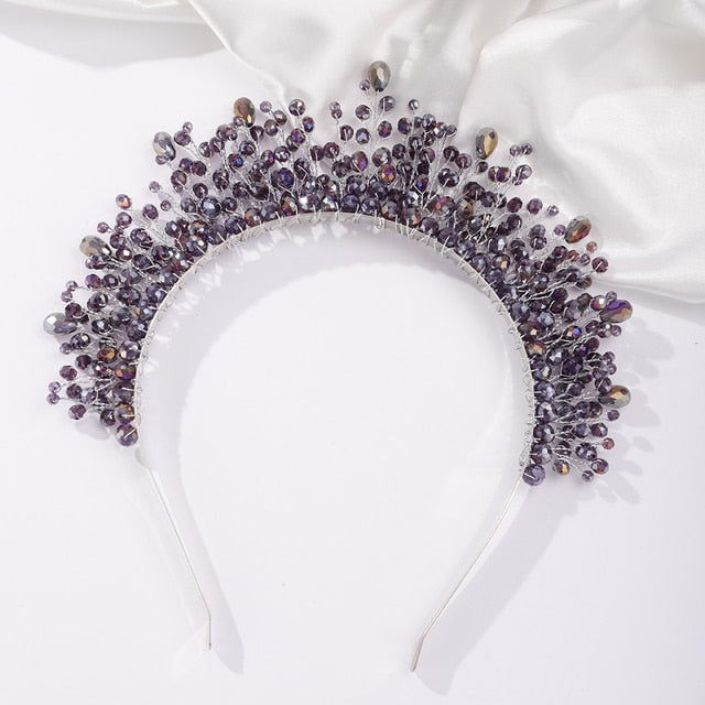 Crystal Bridal Crown/Headband with Silver Diamonds