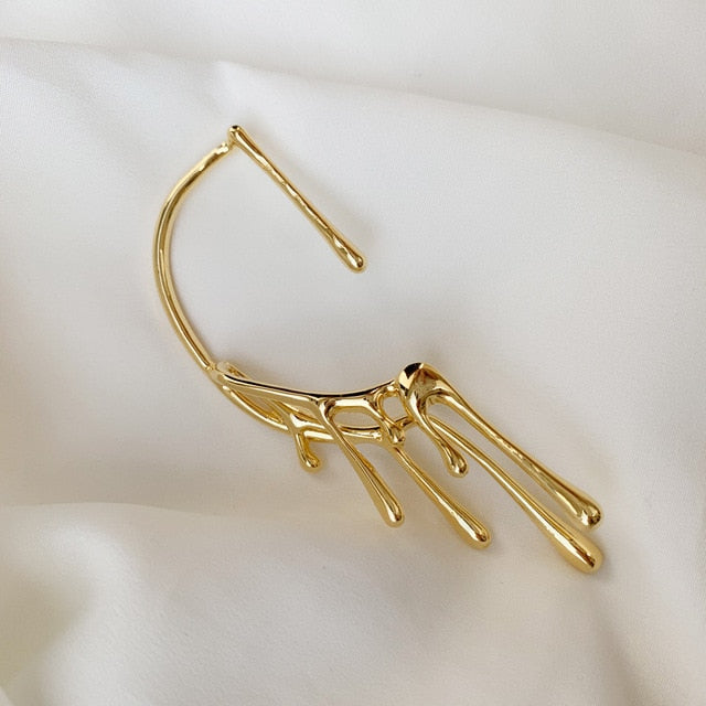 Kshmir 2020 New Punk Gold Metal Drop Wax Irregular Lava Metal Buckle Earrings
