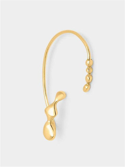 Kshmir 2020 New Punk Gold Metal Drop Wax Irregular Lava Metal Buckle Earrings
