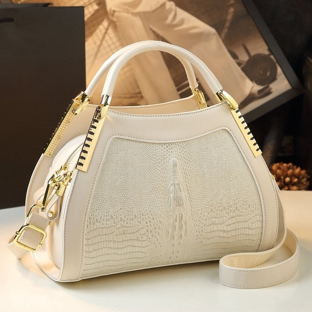 Genuine leather crocodile pattern handbag