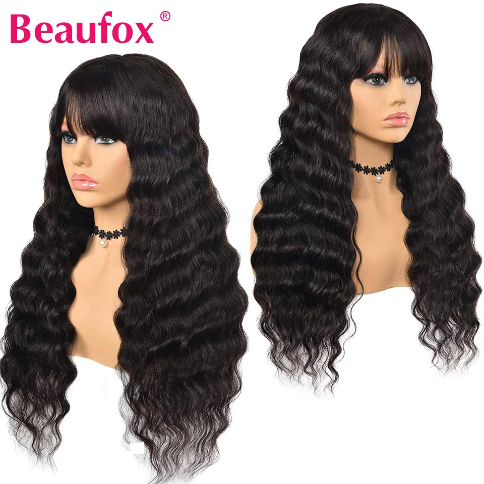 Beaufox Loose Deep Wave Wig Malaysian Human Hair Wigs