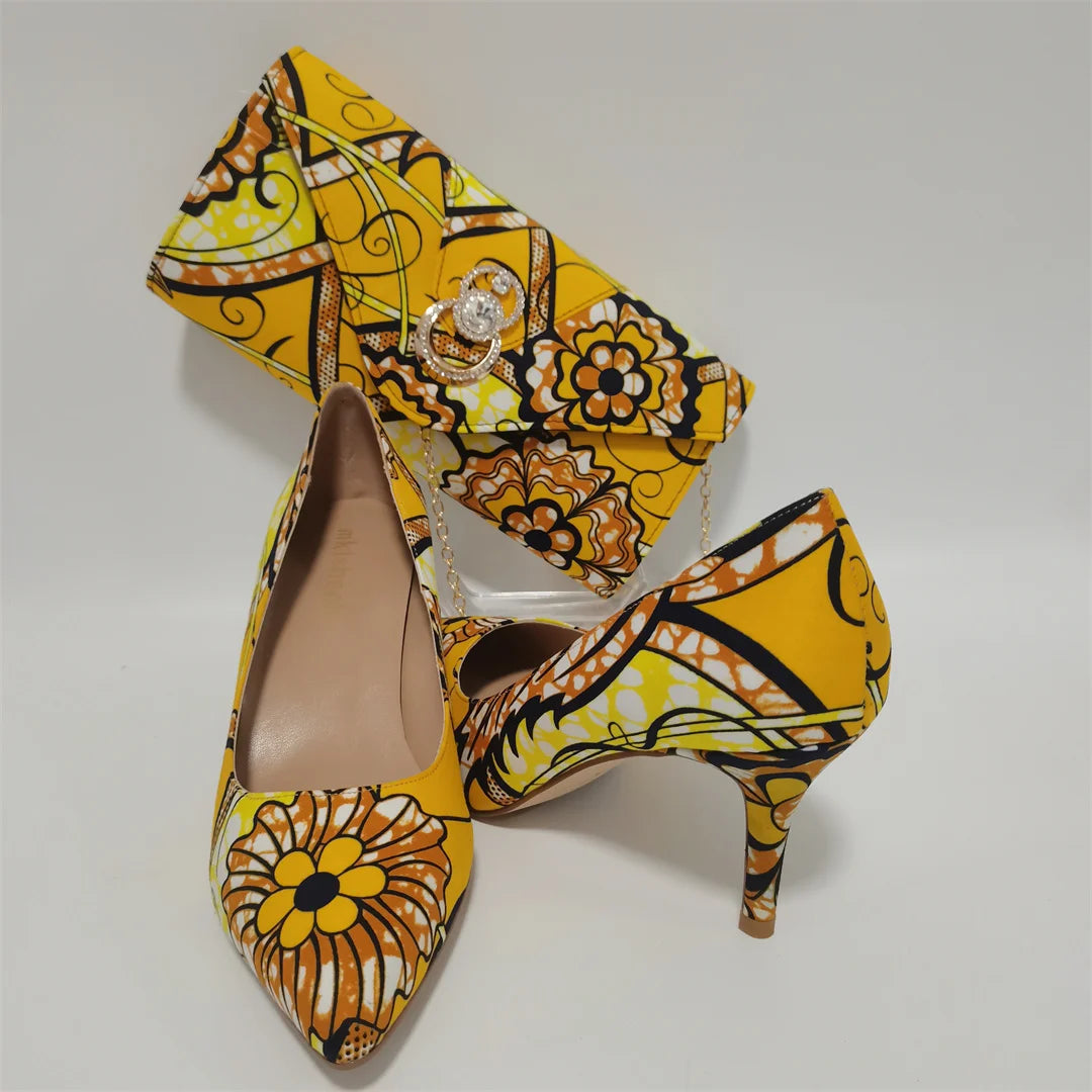 African Shoes and Handbag Set F1110-1