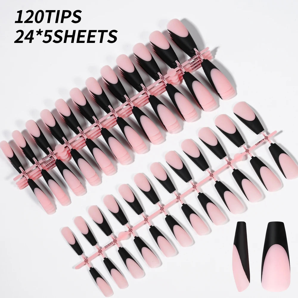 120PC Black French Gel Nail Tips