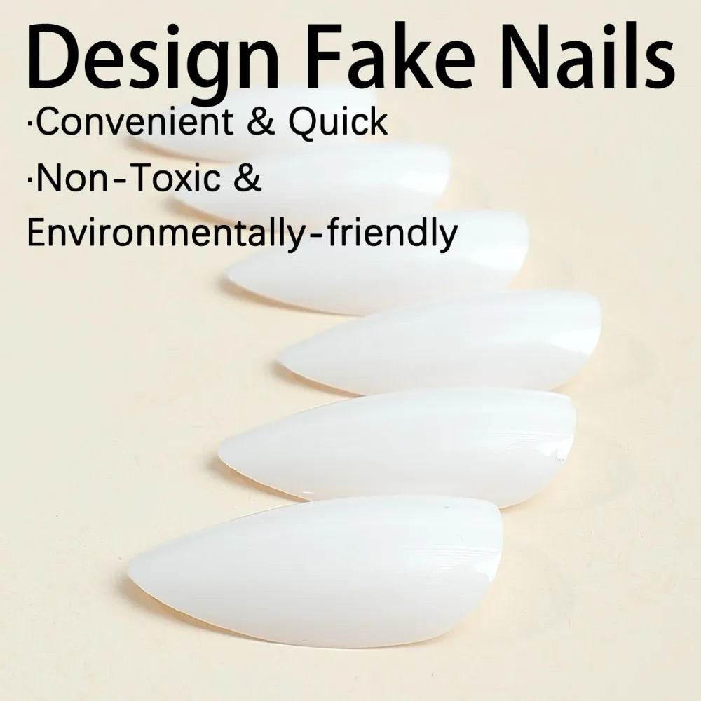 Pointed Head Almond Fake Nails - Full Cover Wearable Manicure