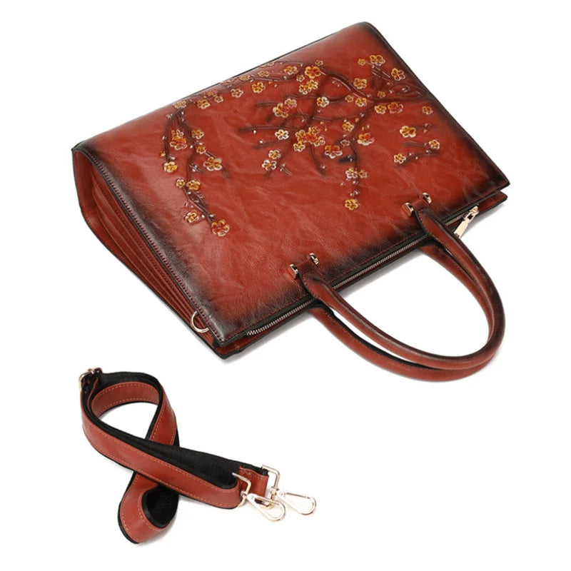 MOTAORA Vintage Embossed Leather Top-handle Bags
