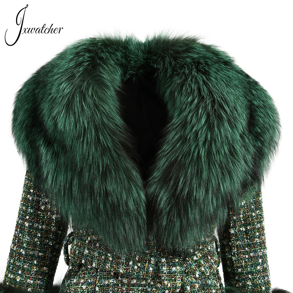 Jxwatcher Women's Wool Coats With Real Fox Fur