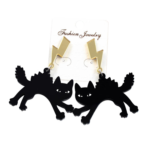 HP042 Lightning Dangel Earrings Black Cat Halloween Acrylic Earrings