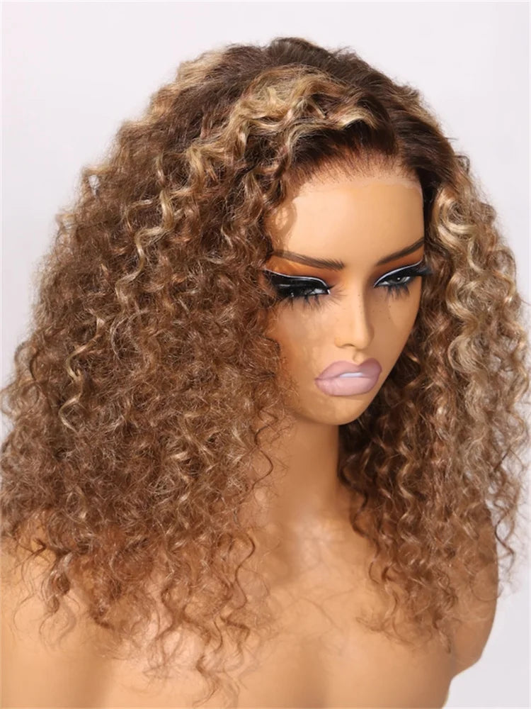 UNice Pre-Cut Pre-Bleached 7x5 Lace Closure Human Hair Wig- Brown Highlight