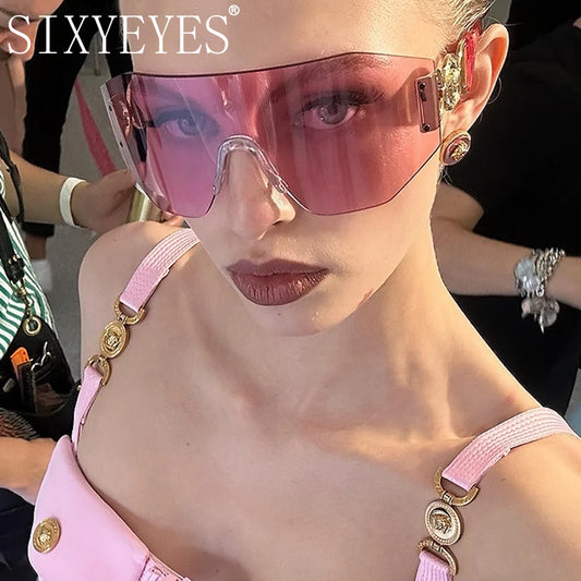 Oversized Y2k Punk Sports Rimless Shield Sunglasses
