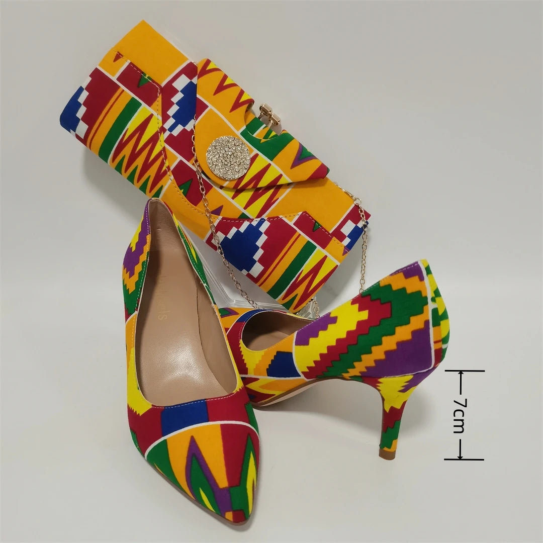 African Shoes and Handbag Set F1110-1