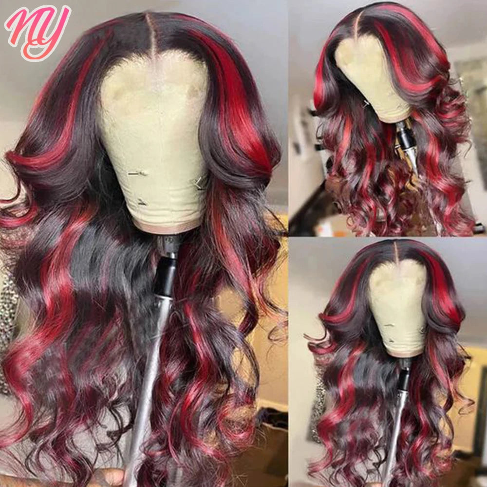 NY Hair Highlight Wig Human Hair , Stretched Length - 32nch