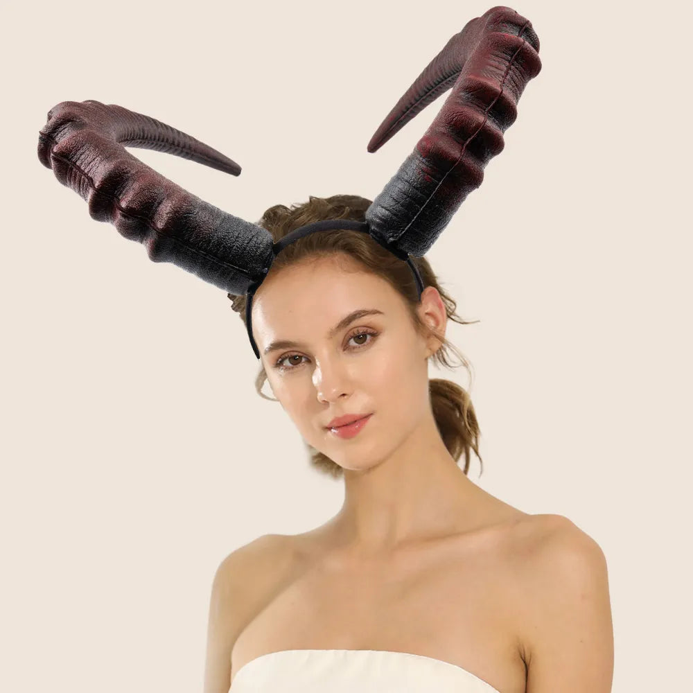 Black Red Demon Horn Headpiece