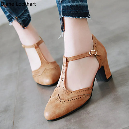 Vintage PU Leather Rome Style Heels