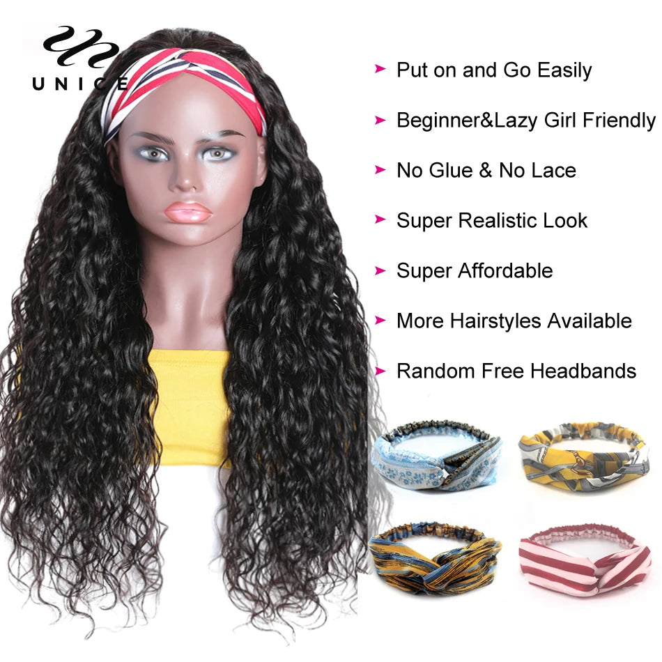 UNice Hair Headband Wig - Human Hair Headband