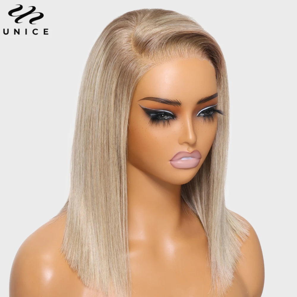 UNice Hair Pre Cut Pre Bleached Bob Wigs- Human Hair Blonde Wig