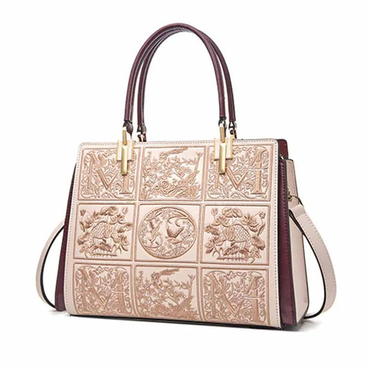 Leather Embroidery Handbag