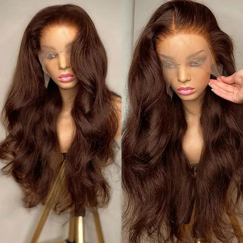 Rosabeauty Chocolate Brown Human Lace Wig - Body Wave , Hair Color - 13x6 HD