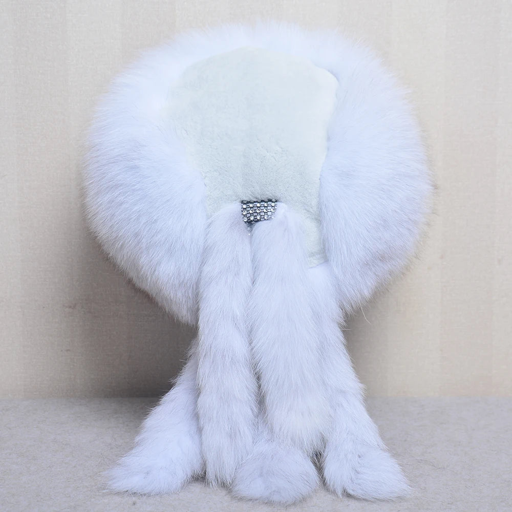 Winter Women Fashion Real Fur Hat Natural Fox Fur Hats - Russian