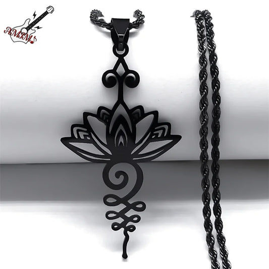 Artistic Lotus Flower Pendant Necklace - Stainless Steel Healing Chakra Necklaces