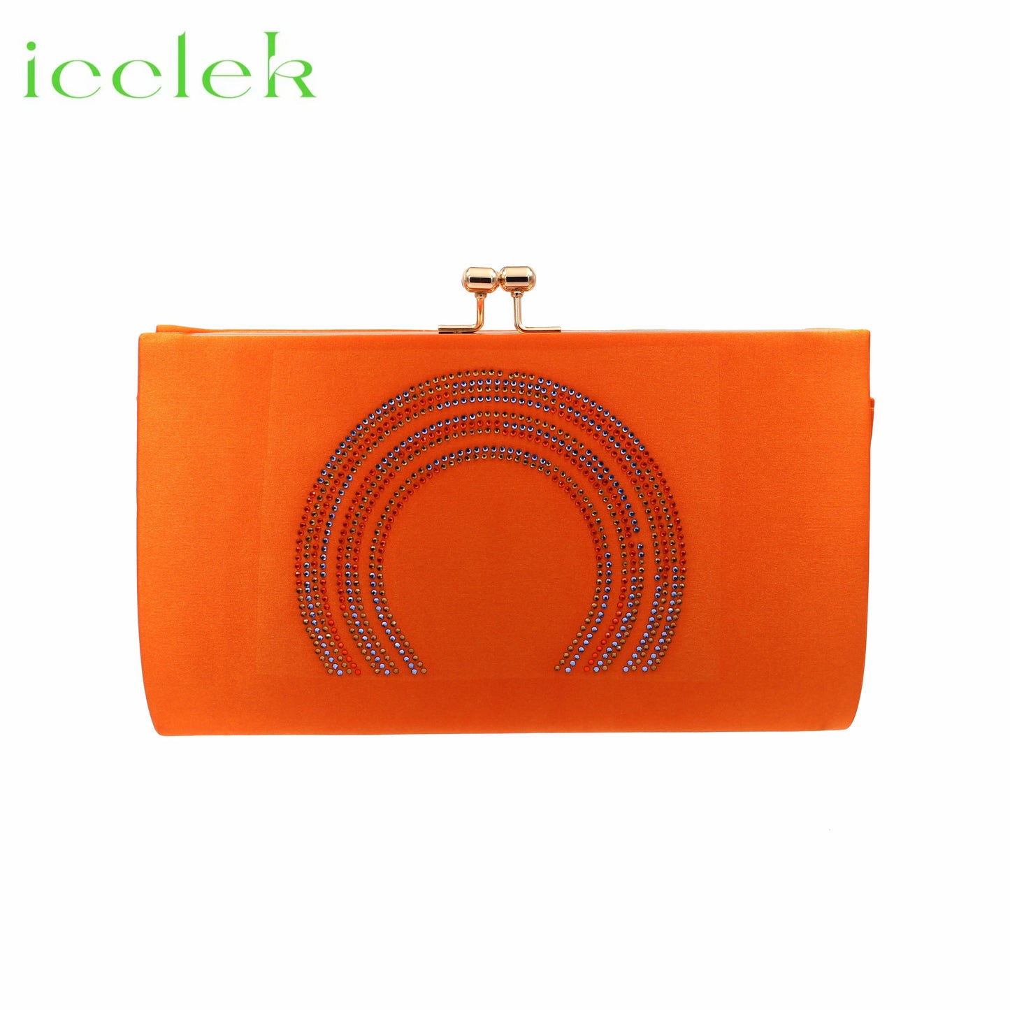 ICCLEK Orange African Designed Matching Shoes and Bag Set