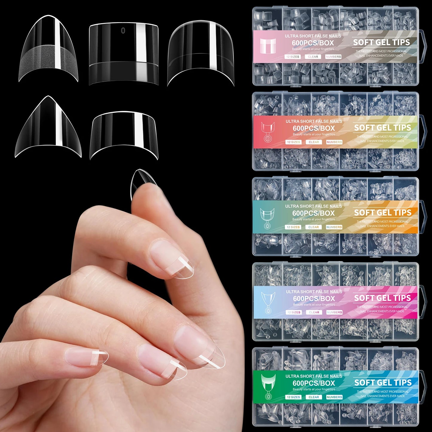 600PCS Short Nail Tips