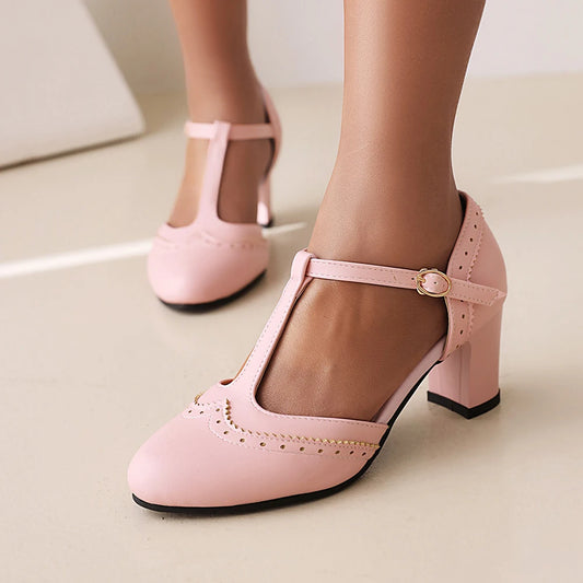 Women Shoes T-strap High Heel Shoes