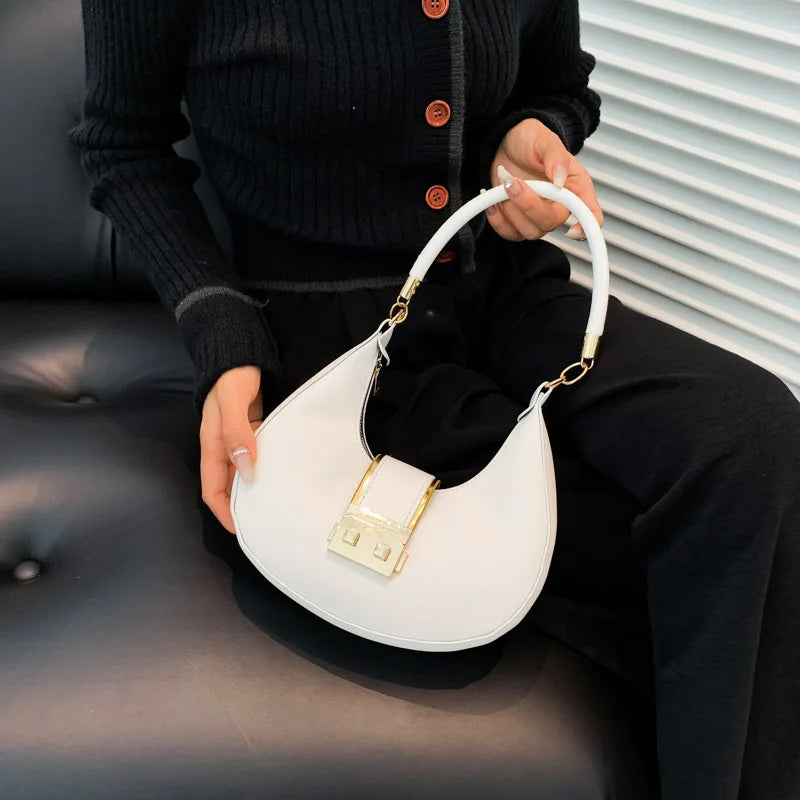 PU Solid Color Single Handbag