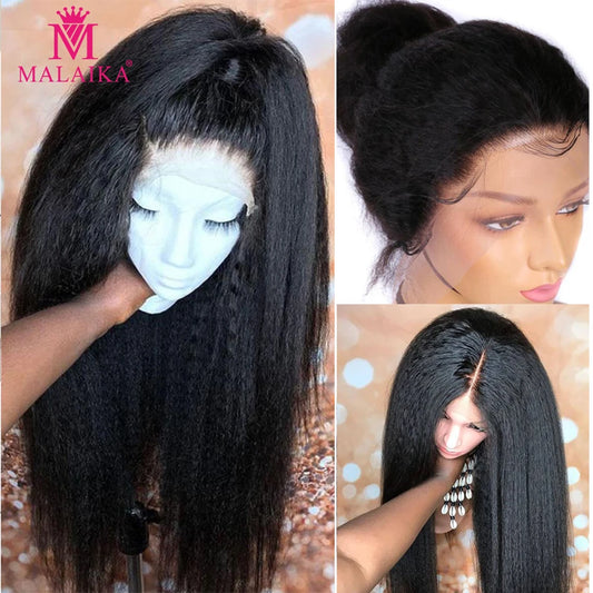 Malaika Kinky Straight 13x4 Lace Front Human Hair Wigs - Brazilian Virgin Hair