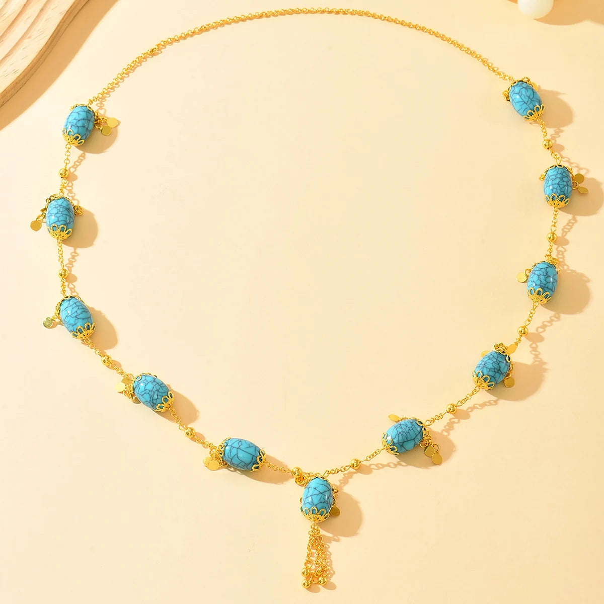 Blue Oval Pendant Necklace