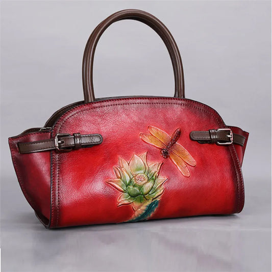 Caterroll Floral Genuine Leather Handbag