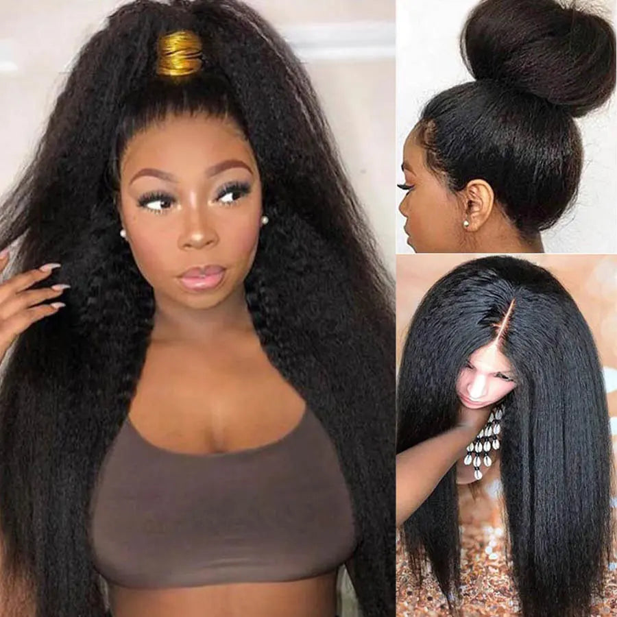 Malaika Kinky Straight 13x4 Lace Front Human Hair Wigs - Brazilian Virgin Hair