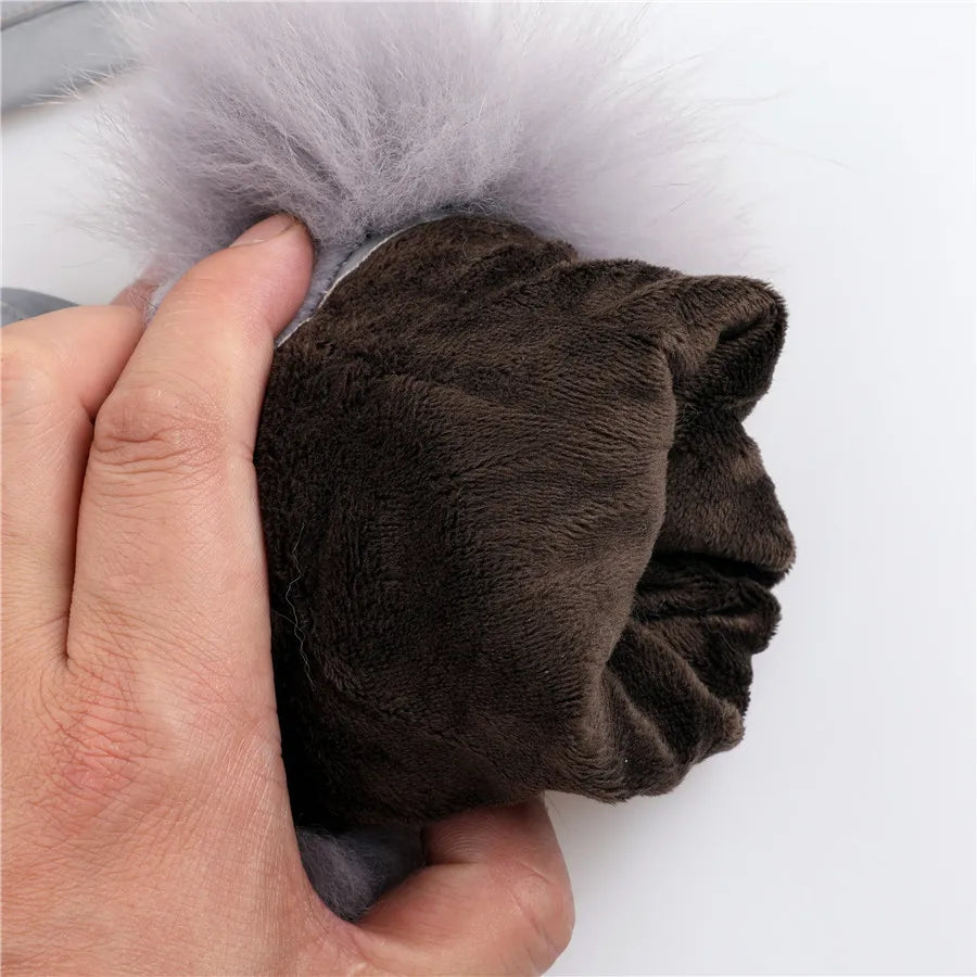 Women's Real Sheepskin Gloves with Fox Fur Trim | Luxury Winter Wear