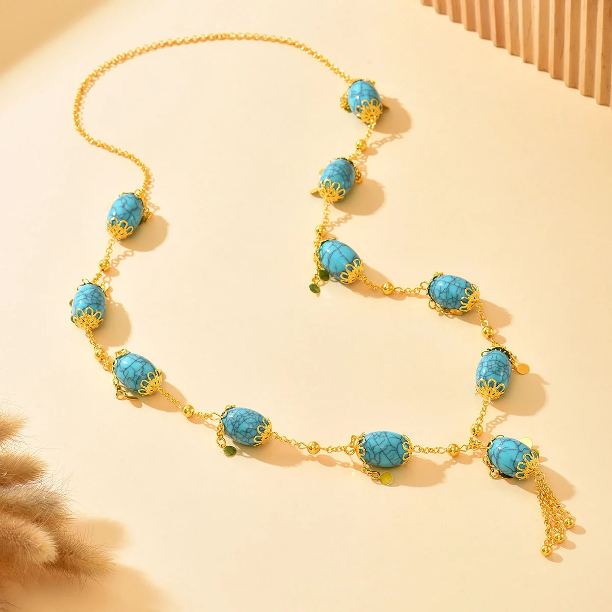 Blue Oval Pendant Necklace