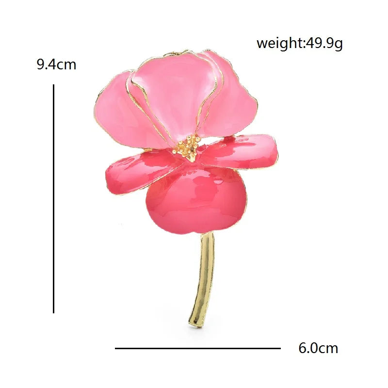 Wuli&baby Big Beautiful Flowers Brooches For Women Unisex New Enamel 3-color Charming Plants Wedding Party Brooch Pins