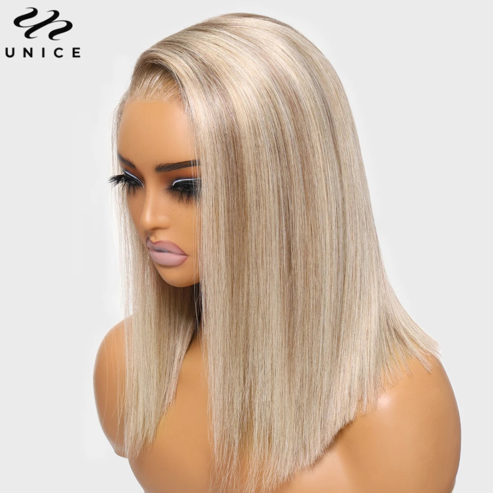 UNice Hair Pre Cut Pre Bleached Bob Wigs- Human Hair Blonde Wig