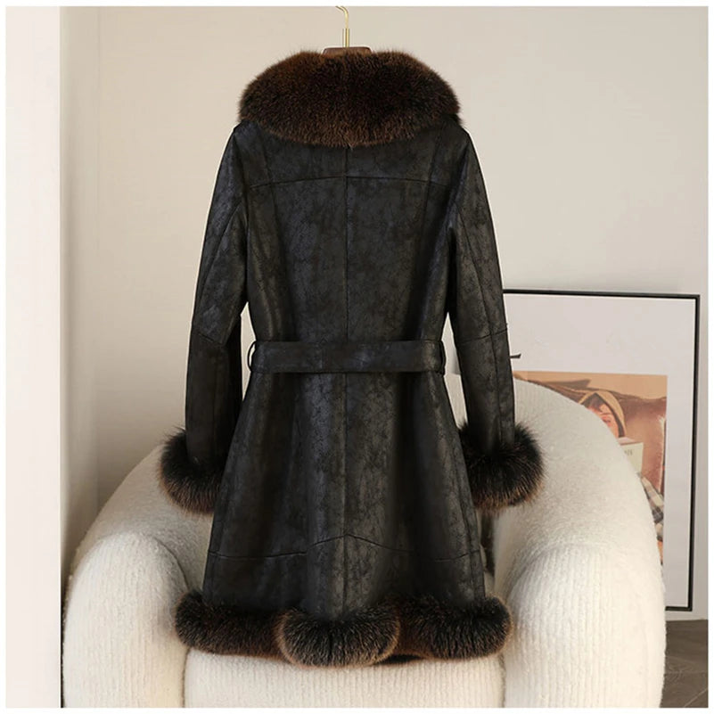 Aorice Winter Long Rabbit Fur Coat- CT275