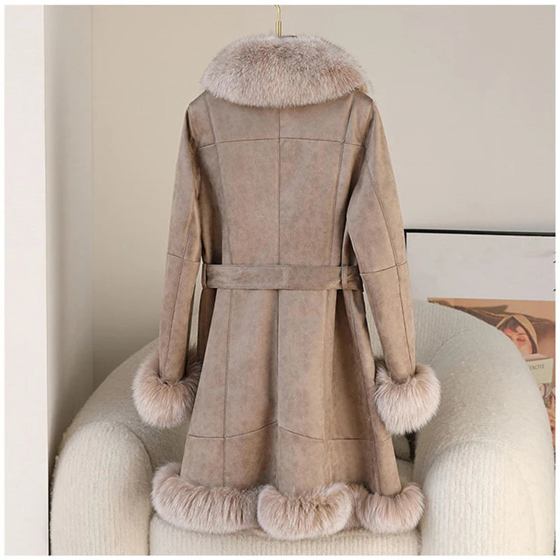 Aorice Winter Long Rabbit Fur Coat- CT275