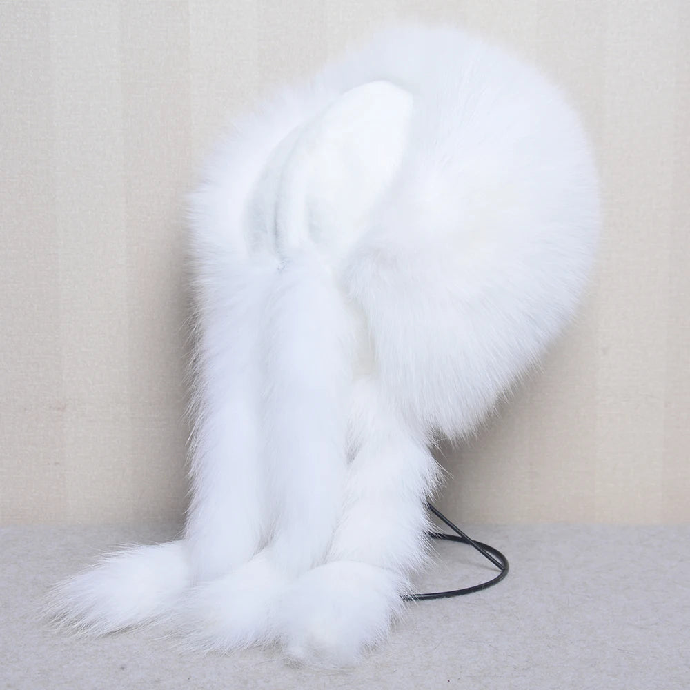 Winter Women Fashion Real Fur Hat Natural Fox Fur Hats - Russian