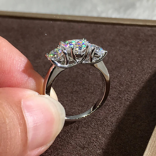 Solid 14K Au585 White Gold Moissanite Diamond Ring