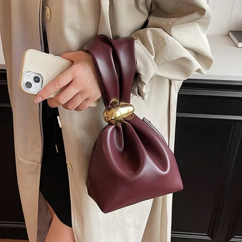 Soft Leather Pleated Mini Bucket Handbag - Your Beauty Matters