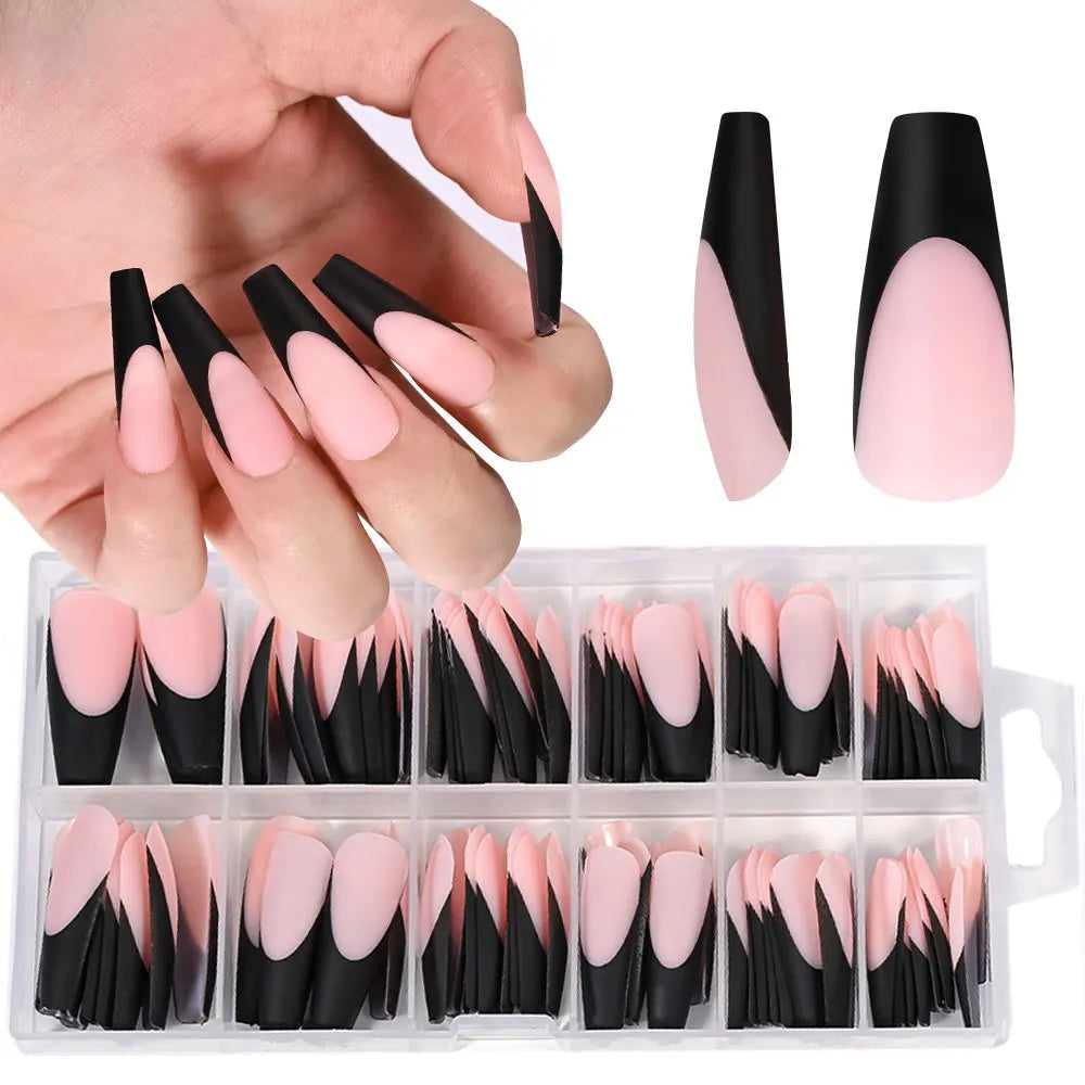 120PC Black French Gel Nail Tips