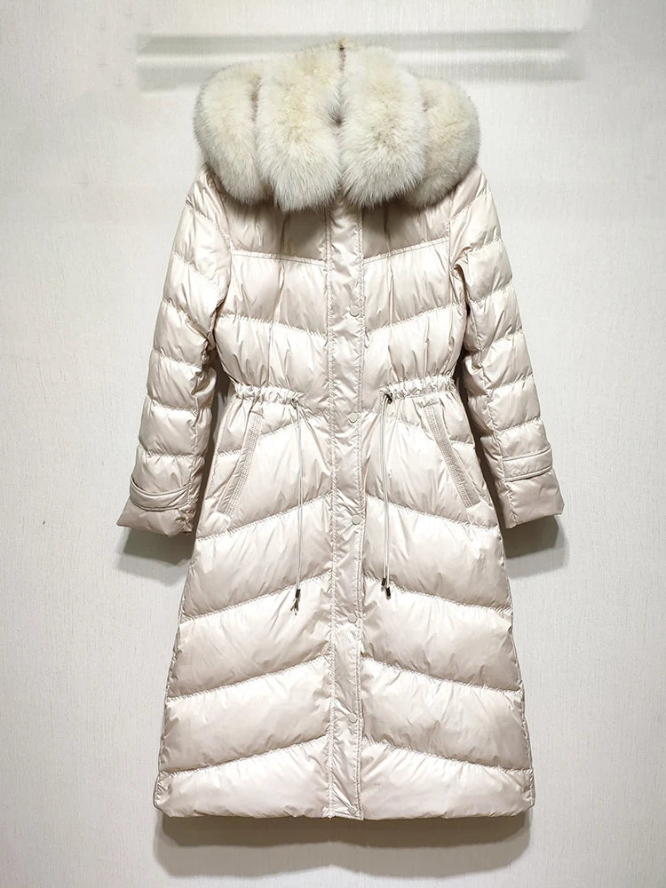 Long Duck Down Real Fox Fur Hooded Coat