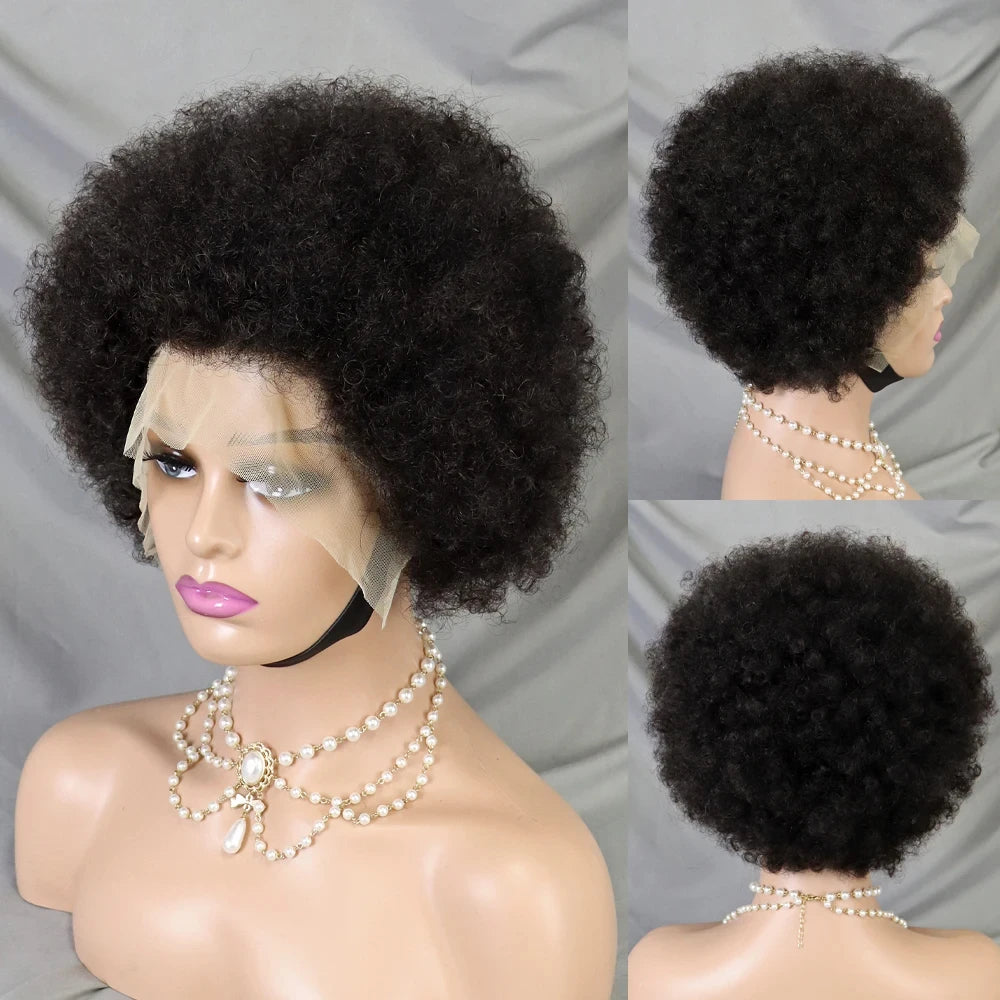 Natural Afro Kinky Curly Human Hair Wigs