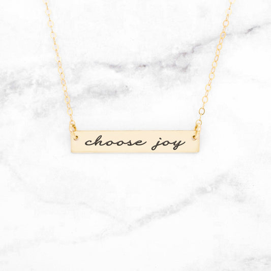 Choose Joy - Gold Quote Bar Necklace