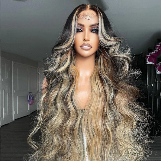 Ash Blonde Highlights Full Lace Wig