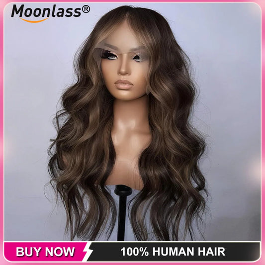 Moonlass Chocolate Brown Body Wave 100% Human Hair Wig