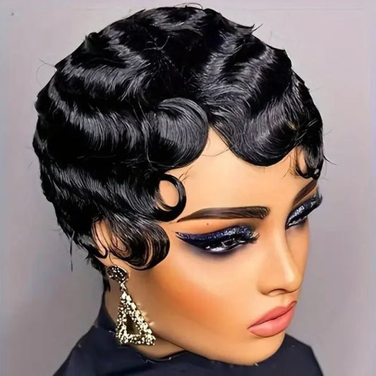 Short Finger Wave Wig Human Hair