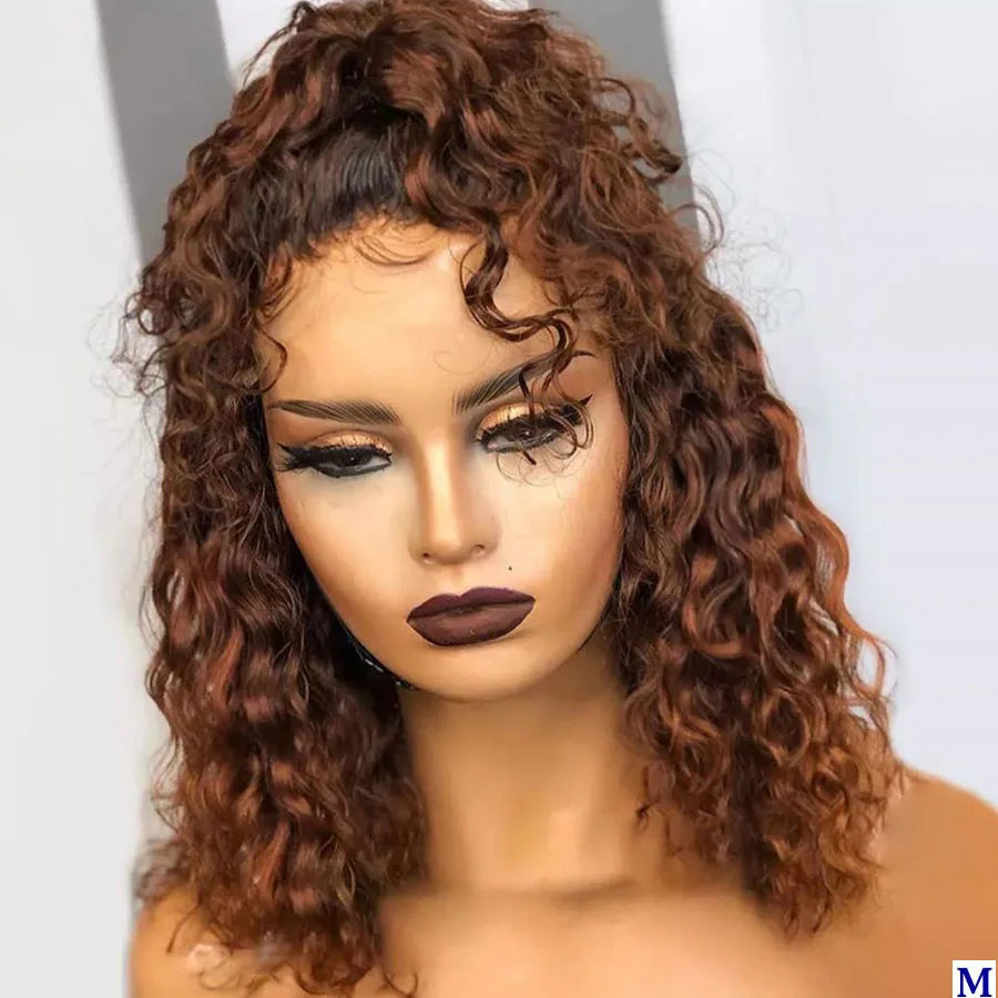 Medium Bob 1Wig Loose Curly Lace Frontal Human Hair Wigs