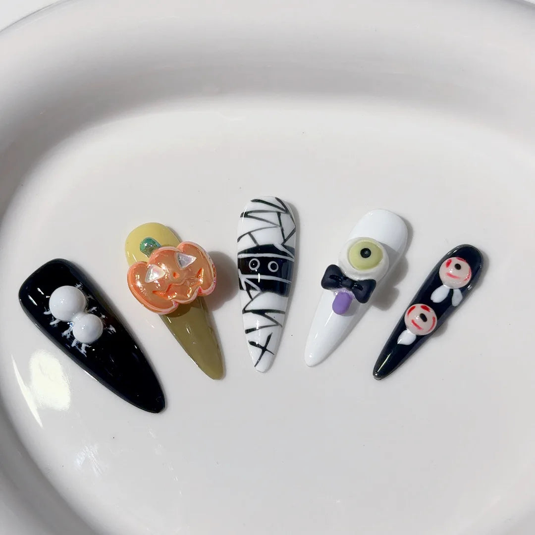 10pcs Handmade Press on Nails Halloween 3D