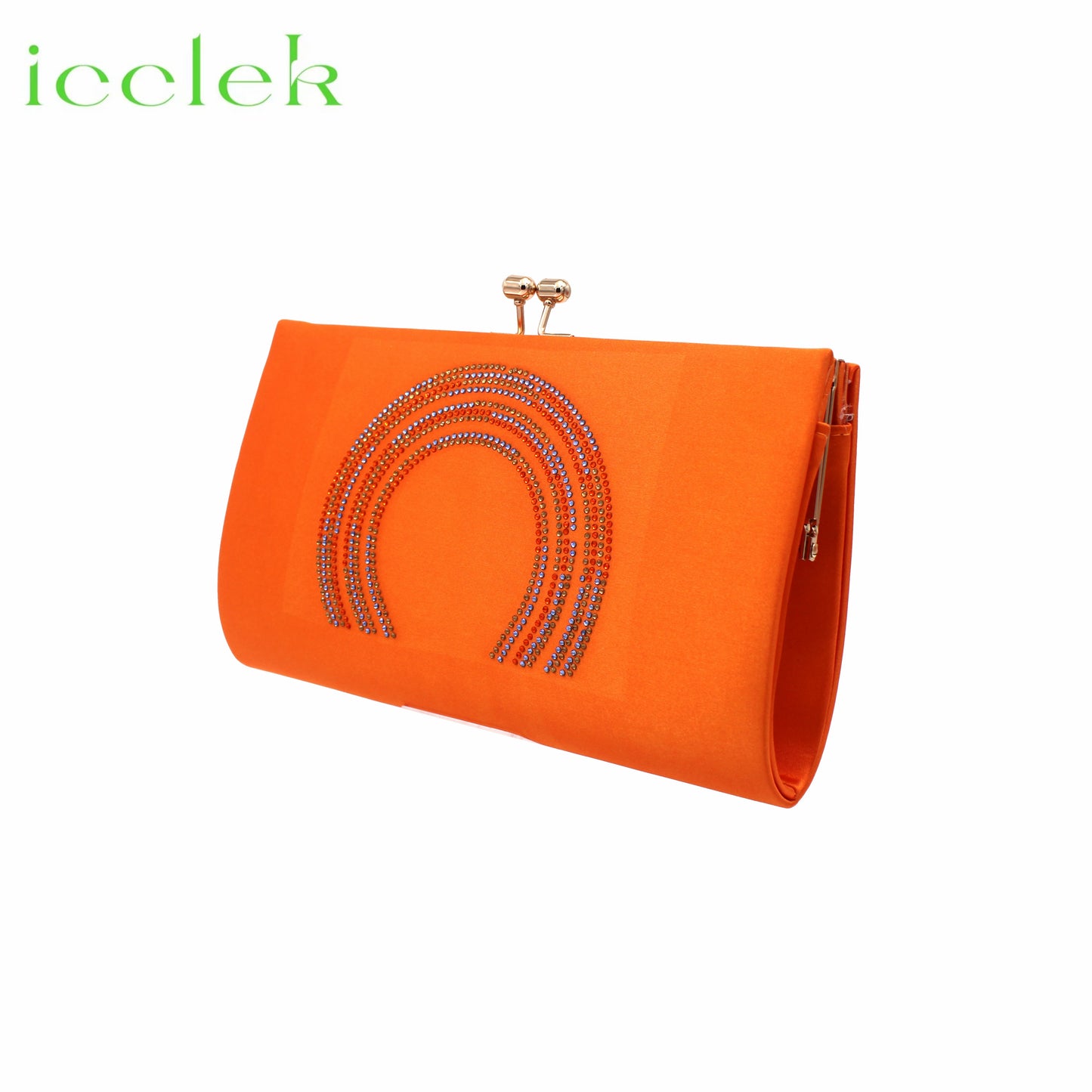 ICCLEK Orange African Designed Matching Shoes and Bag Set